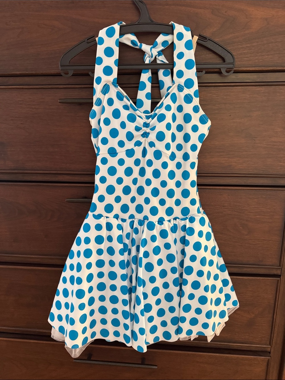 Weissman Teal and White Polka Dot Dress Fabric, SA